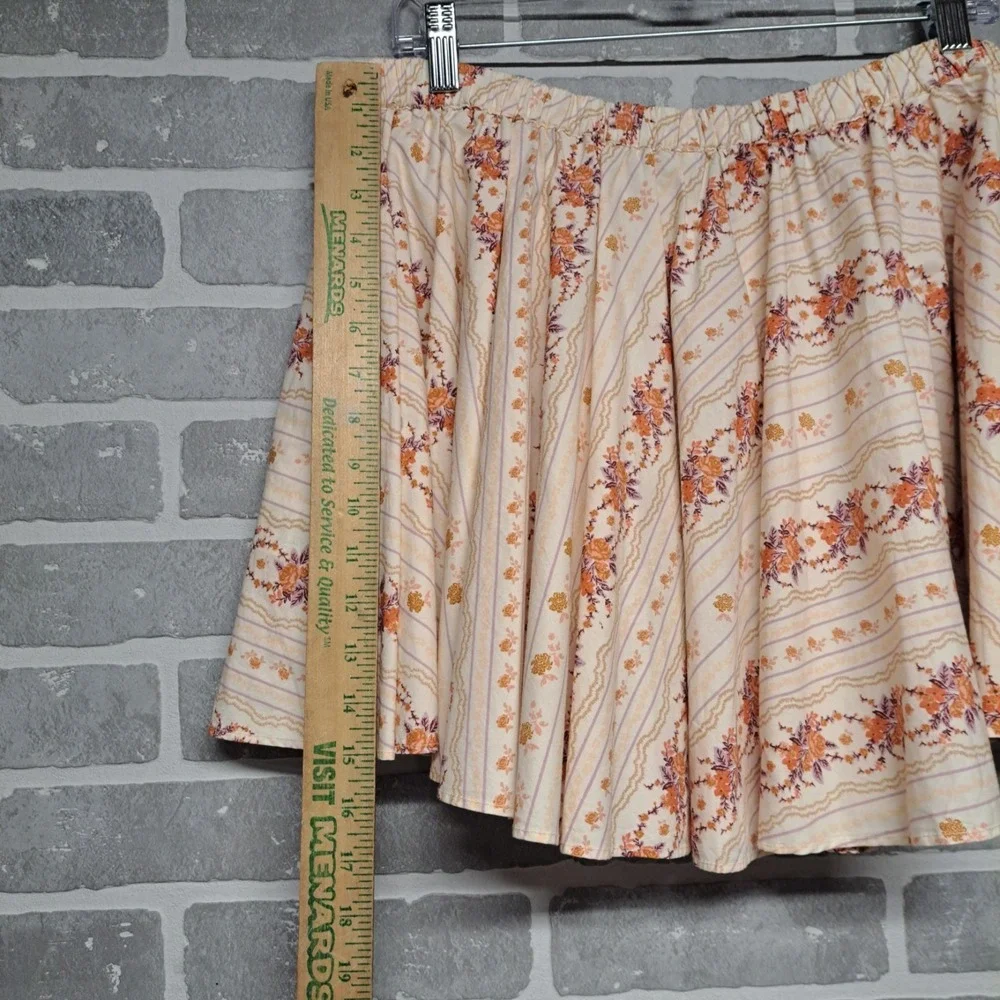 FREE PEOPLE Gaia Floral Printed Skirt Mini Ivory Combo Pockets Poplin Size Large